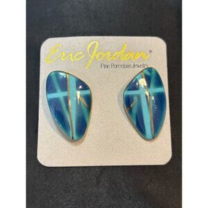 Eric Jordan Porcelain Earrings – Vintage Studio Jewelry – Made in USA
